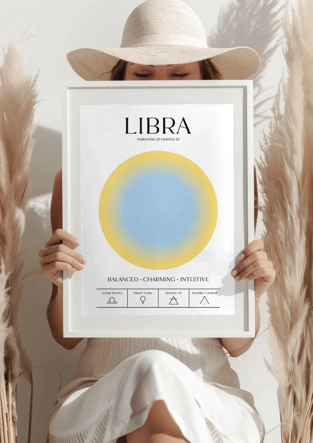 Zodiakalna Waga z Aurą i Symbolami Astrologicznymi Plakat