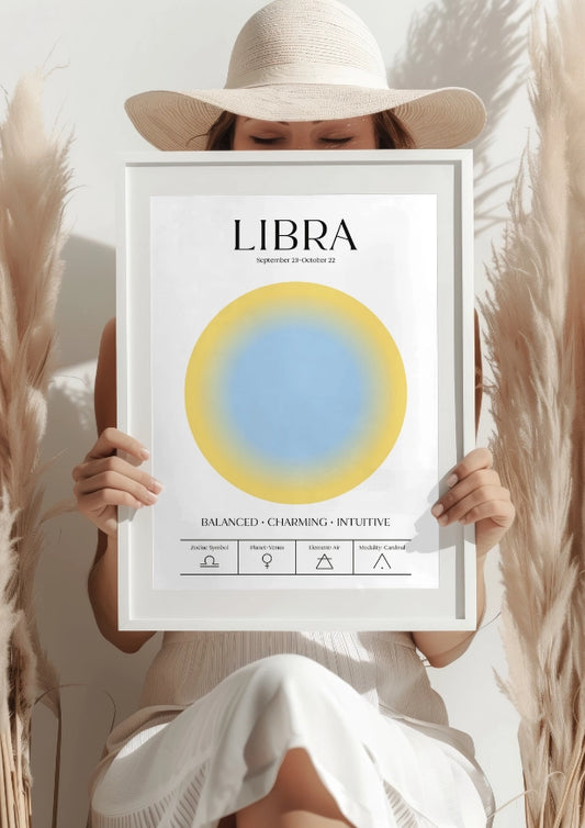 Zodiakalna Waga z Aurą i Symbolami Astrologicznymi Plakat