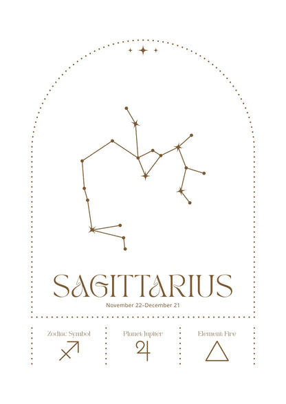 Zodiakalny Strzelec z Konstelacją i Symbolami Astrologicznymi Plakat