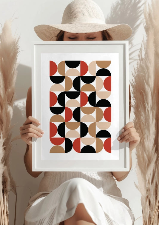 Kolorowy Geometryczny Wzór Retro Plakat