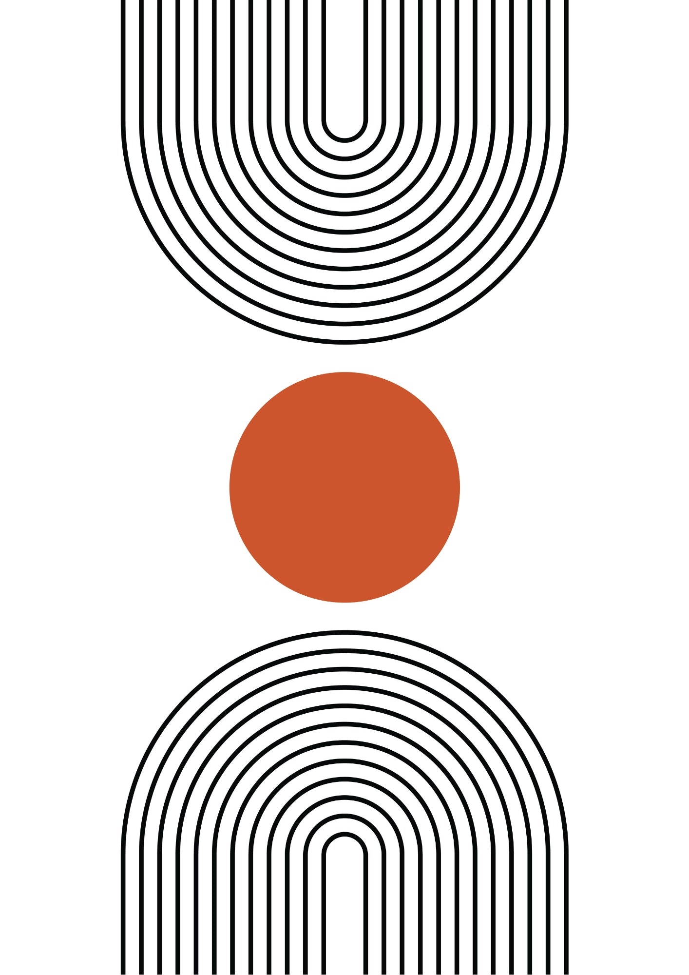 Geometryczny Minimalistyczny - Czerwona Kropka i Linie Plakat