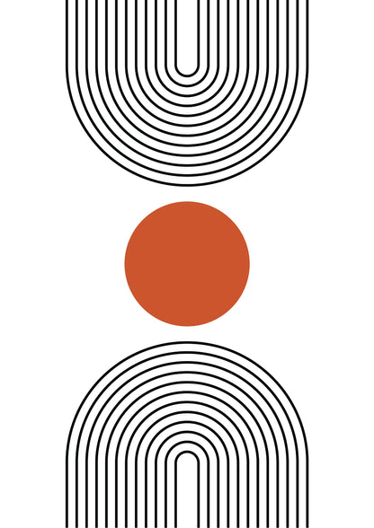 Geometryczny Minimalistyczny - Czerwona Kropka i Linie Plakat