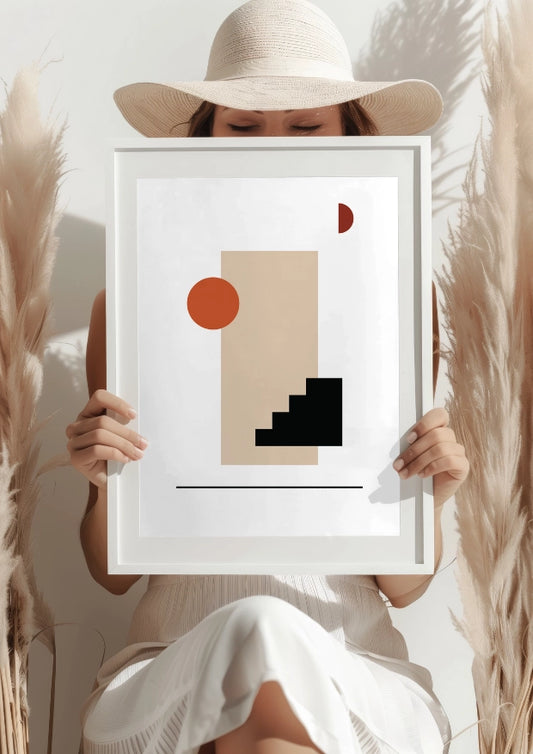 Geometria Schodów i Kształtów Abstrakcyjny Plakat