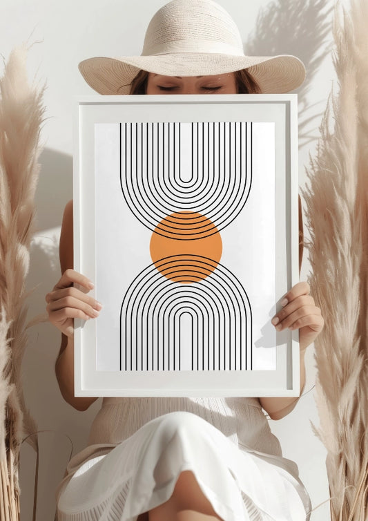 Geometryczna Symetria z Pomarańczowym Akcentem Plakat