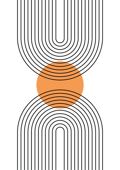 Geometryczna Symetria z Pomarańczowym Akcentem Plakat