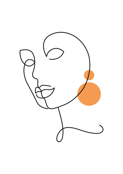 Minimalistyczny Portret z Pomarańczowymi Akcentami Plakat