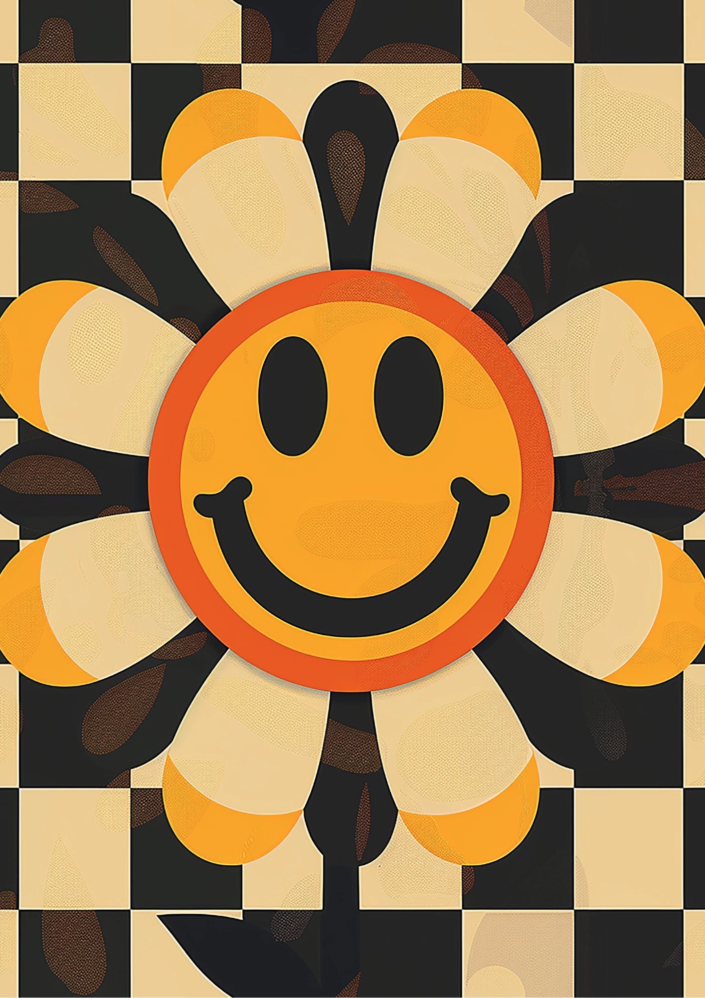 Retro Uśmiechnięty Kwiat Plakat