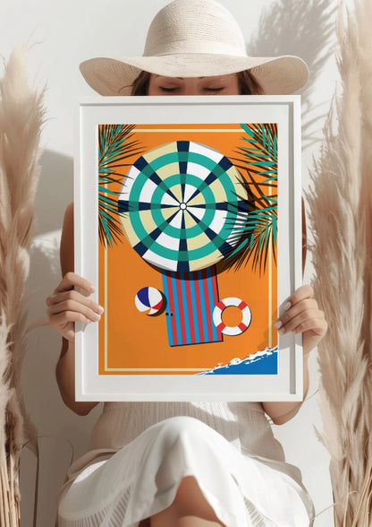 Plażowy Parasol i Kolorowe Akcesoria Plakat