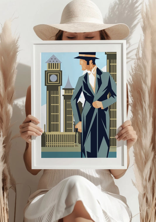 Detektyw w Londyńskim Klimacie - Plakat z Retro Elegancją