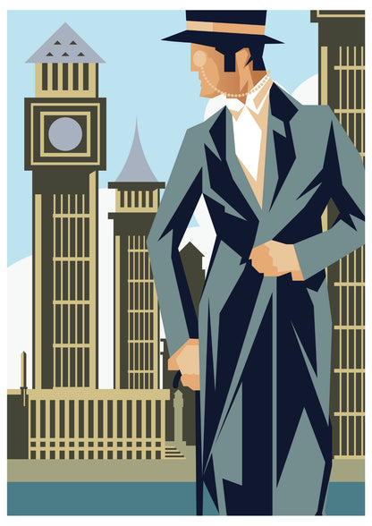 Detektyw w Londyńskim Klimacie - Plakat z Retro Elegancją