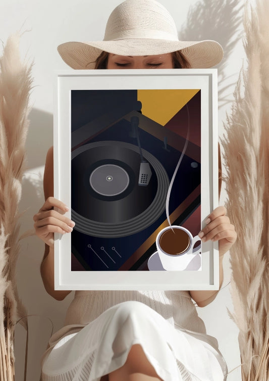 Muzyka i Kawa - Klimat Retro Art Deco - Plakat
