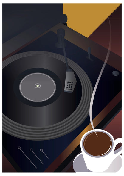 Muzyka i Kawa - Klimat Retro Art Deco - Plakat