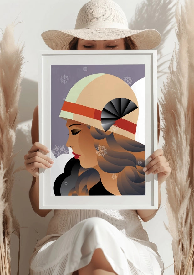 Zimowa Elegancja - Kobieta Art Deco - Plakat
