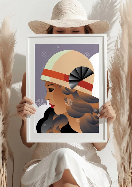 Zimowa Elegancja - Kobieta Art Deco - Plakat