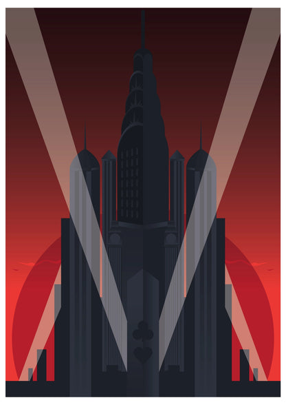 Miasto Świateł Art Deco - Wieżowce w Ciemności - Plakat