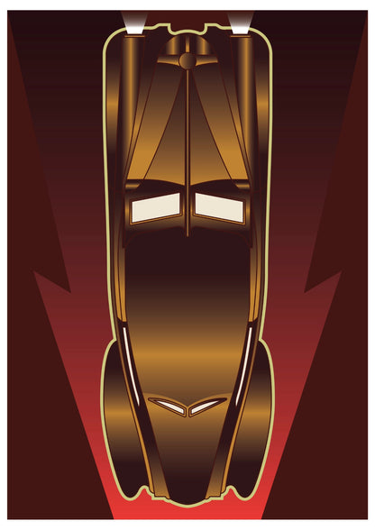 Złota Limuzyna w Stylu Art Deco - Plakat Samochodowy
