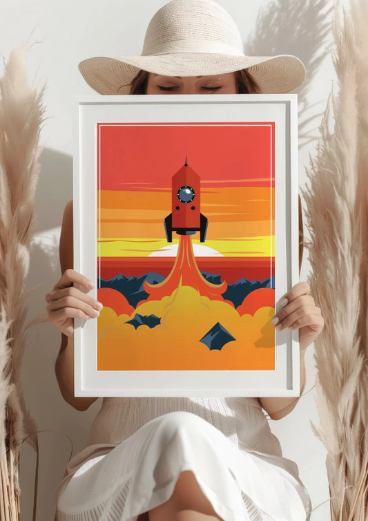 Startująca Rakieta w Świetle Zachodu - Plakat