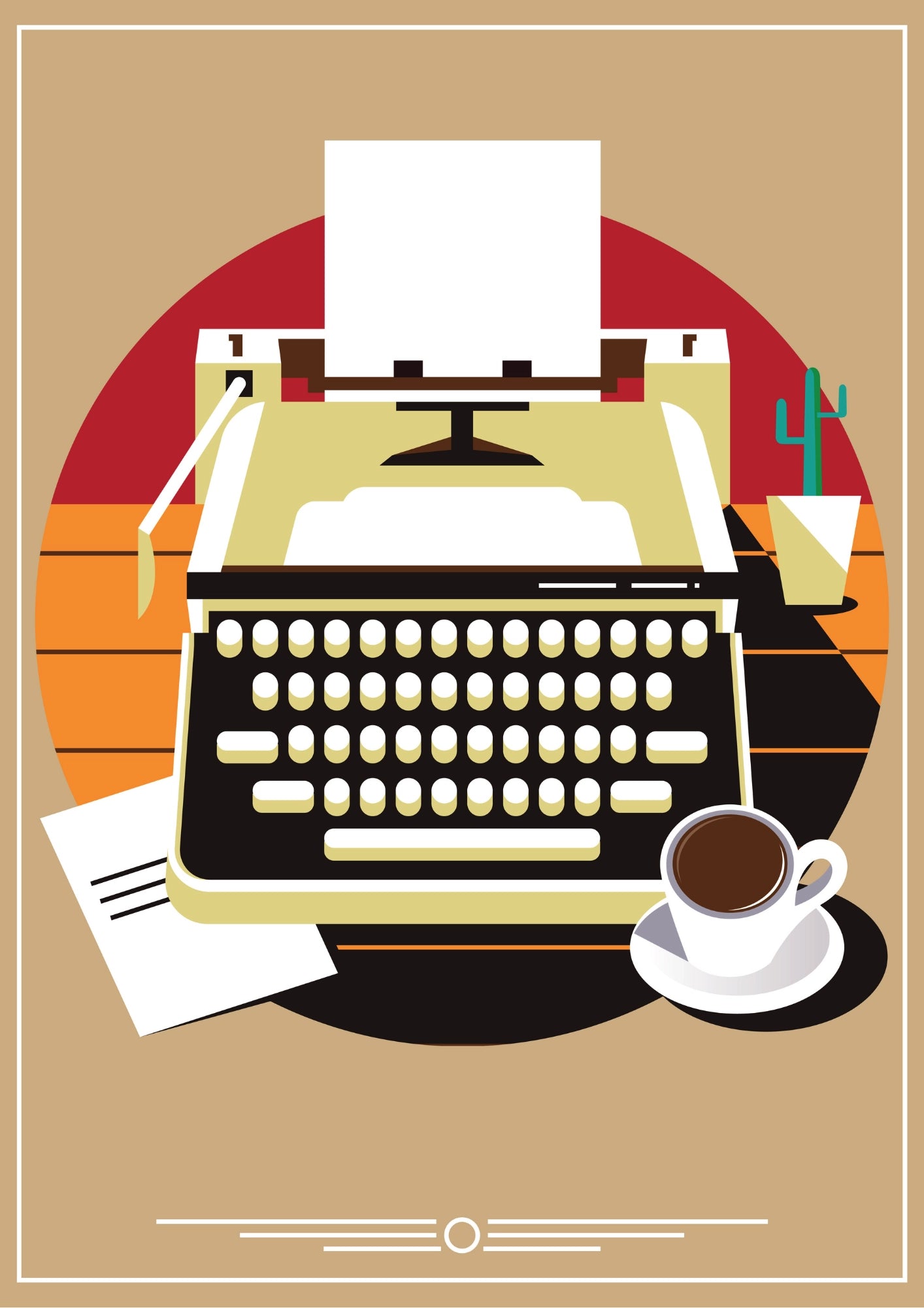 Retro Maszyna do Pisania z Kawą – Plakat