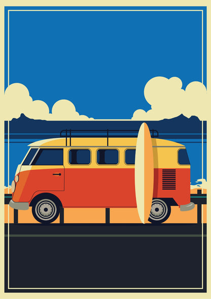 Surferski Bus nad Oceanem – Plakat