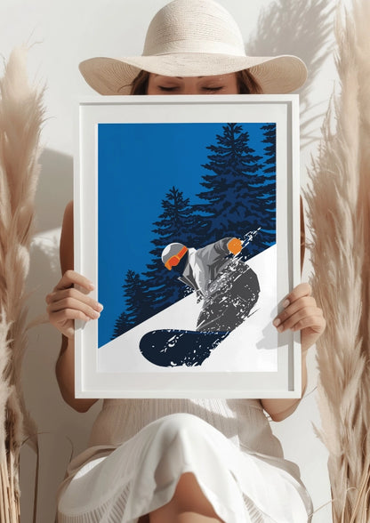 Snowboard na Stoku w Górach – Plakat