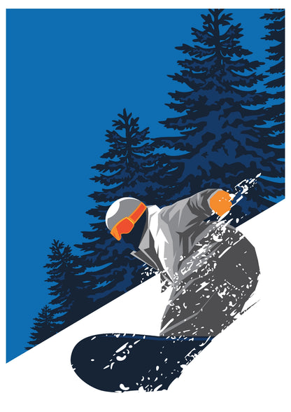 Snowboard na Stoku w Górach – Plakat