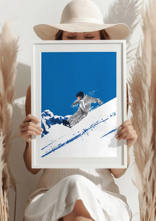 Dynamiczny zjazd na snowboardzie – Plakat