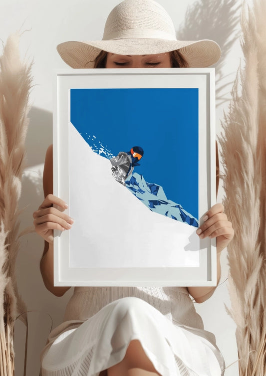 Zjazd Snowboardzisty w Górskiej Scenerii – Plakat