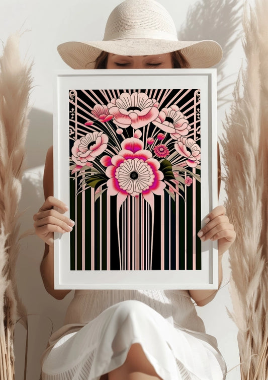 Stylowe Kwiaty w Art Deco – Plakat