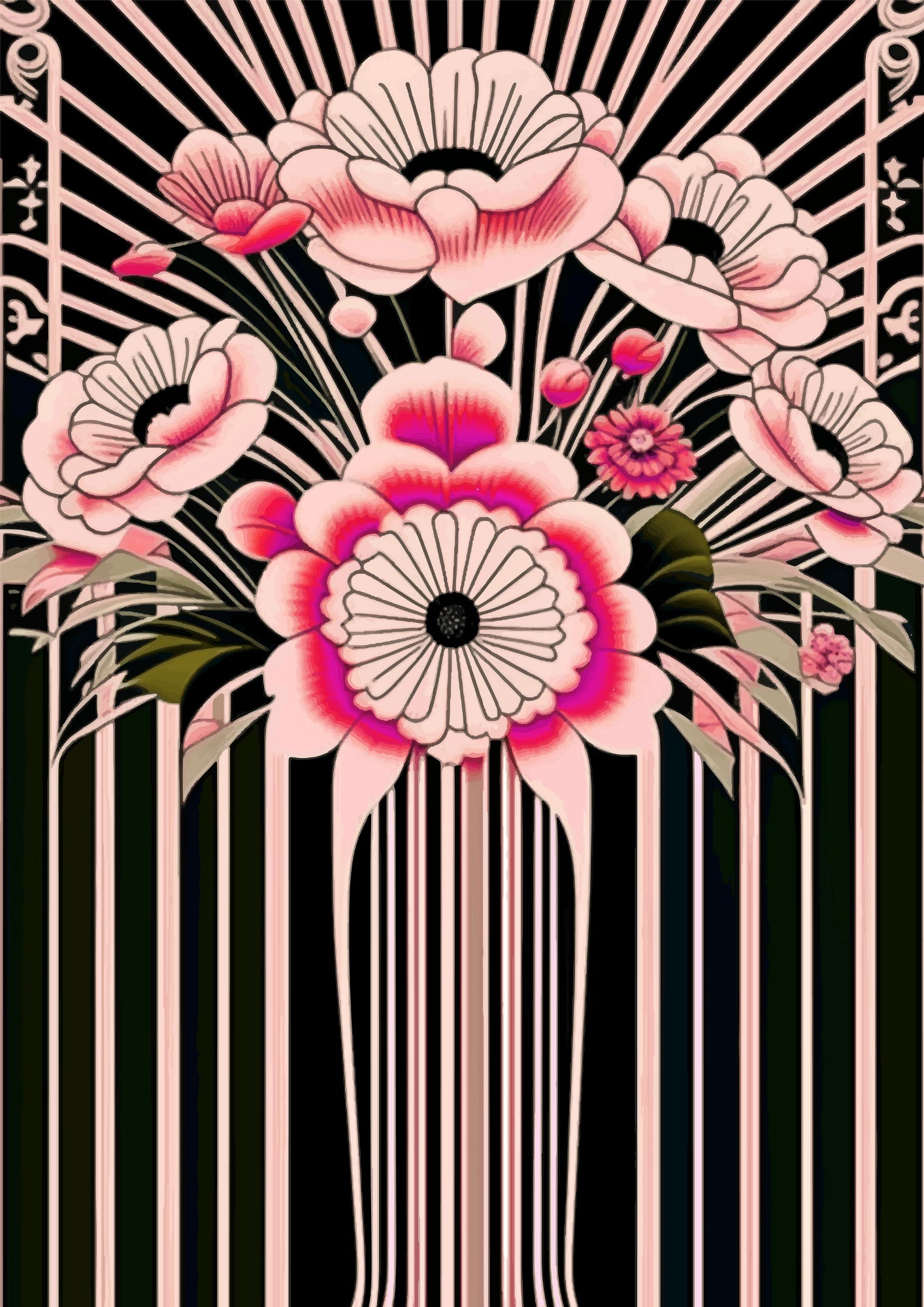 Stylowe Kwiaty w Art Deco – Plakat