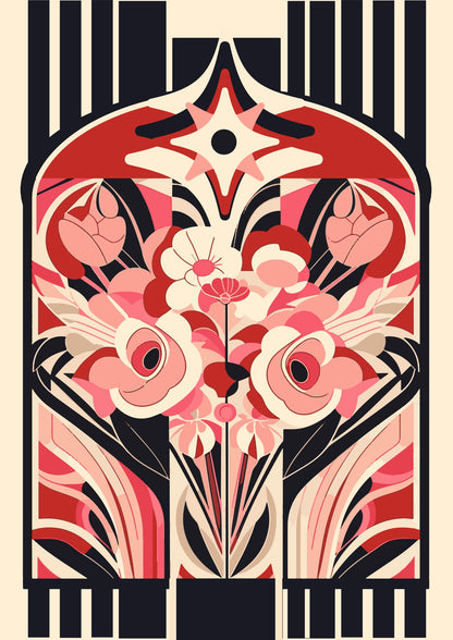 Kwiatowy Motyw w Art Deco – Plakat