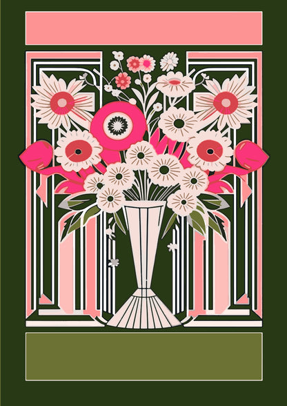 Geometryczny Bukiet Kwiatów w Art Deco – Plakat