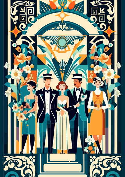 Eleganckie Art Deco Wesele – Plakat