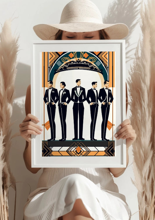 Klasyczna Męska Elegancja w Stylu Art Deco – Plakat