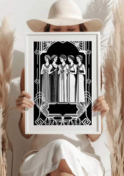 Damy w Stylu Art Deco w Czerni i Bieli Plakat