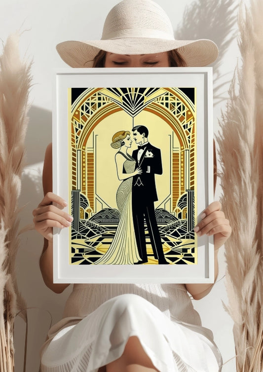 Elegancka Para w Stylu Art Deco Plakat