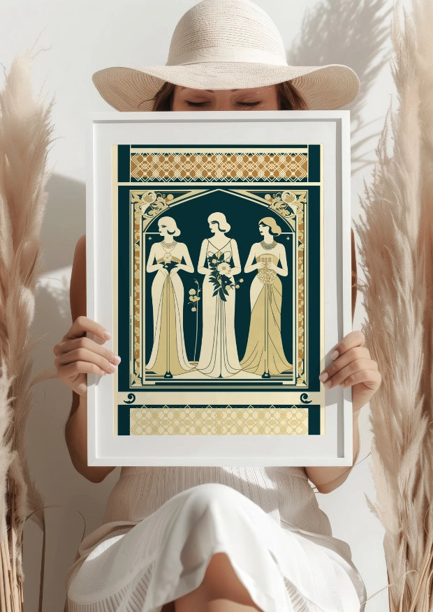 Trzy Damy w Stylu Art Deco Plakat