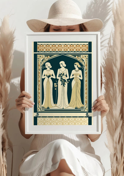 Trzy Damy w Stylu Art Deco Plakat