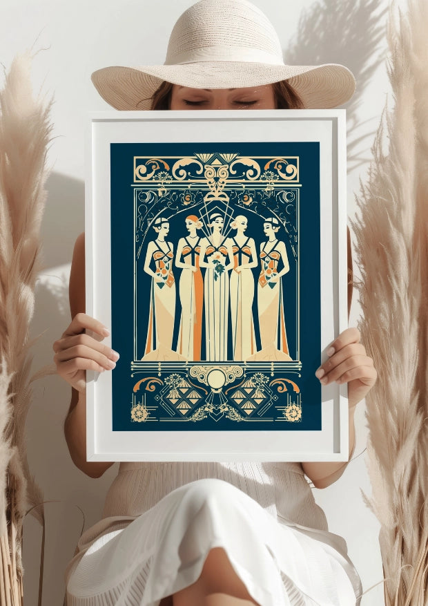 Stylowe Kobiety w Art Deco Kompozycji Plakat