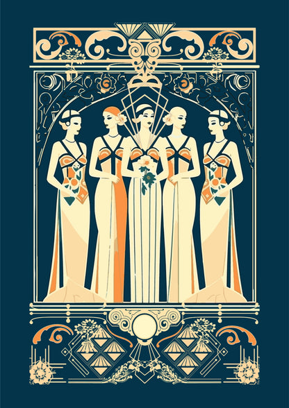 Stylowe Kobiety w Art Deco Kompozycji Plakat