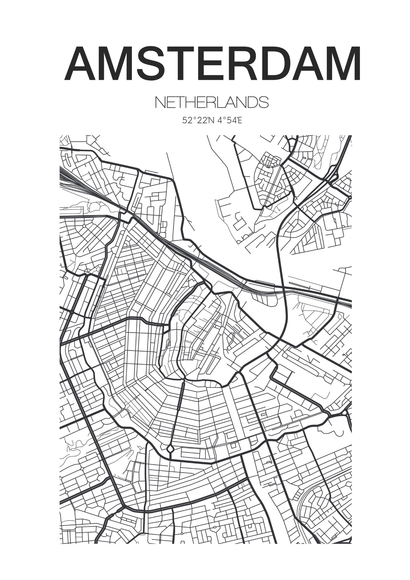 Mapa Ulic Amsterdamu Plakat