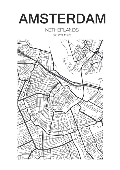 Mapa Ulic Amsterdamu Plakat