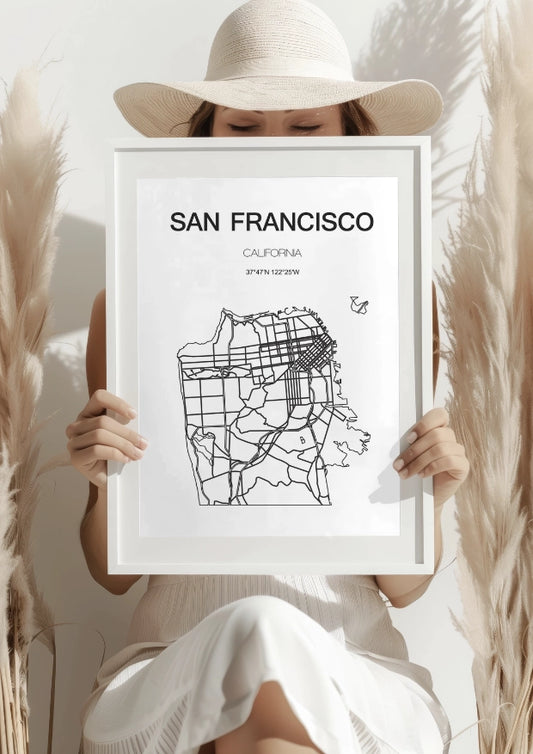 Mapa San Francisco California Plakat