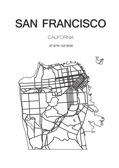 Mapa San Francisco California Plakat