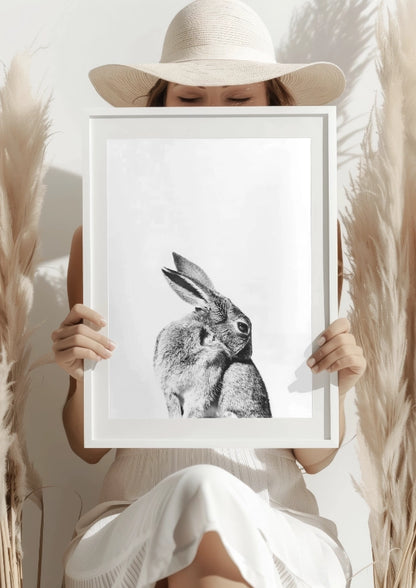 Czarno-Biały Zając Elegancji Plakat