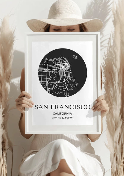 Minimalistyczna Mapa San Francisco Plakat