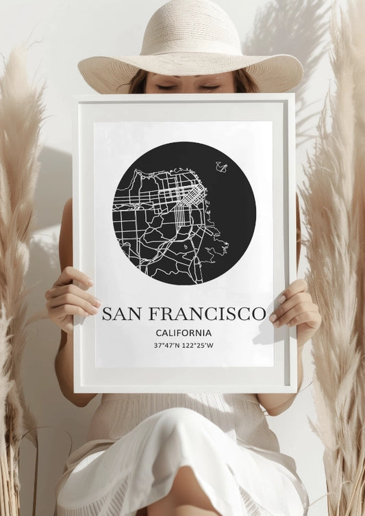 Minimalistyczna Mapa San Francisco Plakat