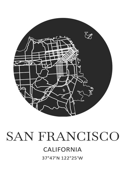 Minimalistyczna Mapa San Francisco Plakat