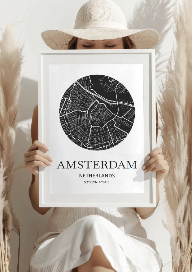 Mapa Miasta Amsterdam Elegancki Plakat