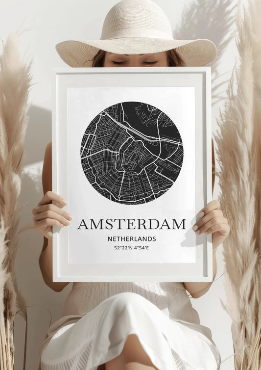 Mapa Miasta Amsterdam Elegancki Plakat