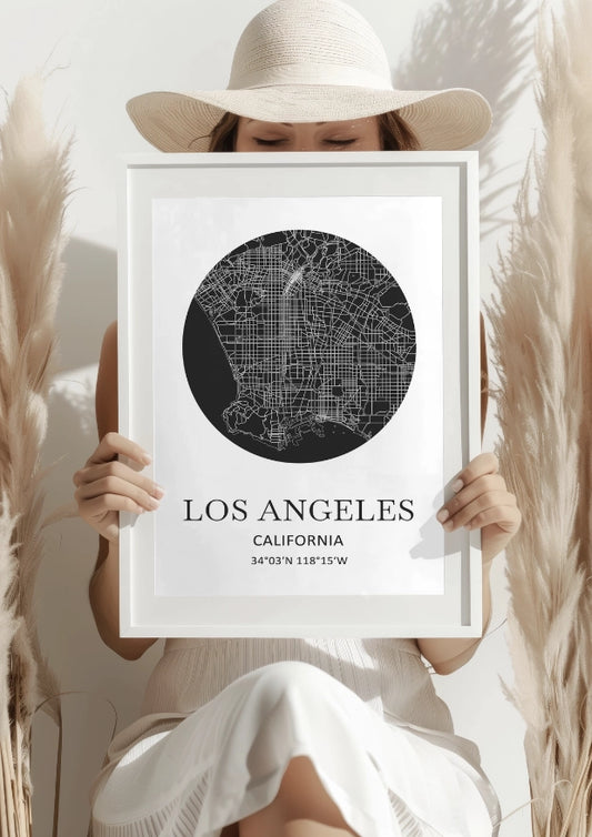 Mapa Miasta Los Angeles Plakat